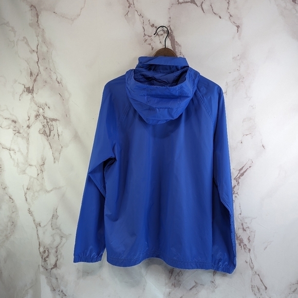 LL Bean Rain Jacket Womens Large Blue Full Zip Hooded Waterproof Windbreaker - Picture 9 of 13